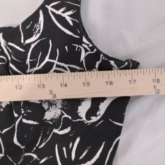 POCKETS Size 8 American Living Knee Length Cocktail Dress Black White Floral - Picture 7 of 8